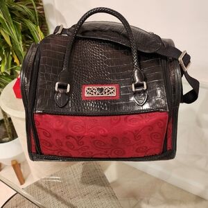 Vintage Brighton Red & Black croc leather heart Cosmetic Bag